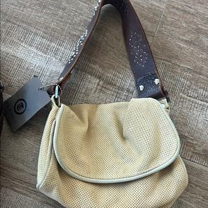Cream Suede Leather Bag